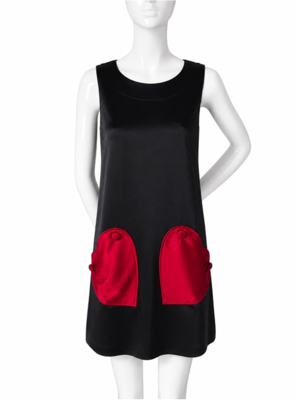Love Moschino Heart Pocket Dress Black Satin Mini
